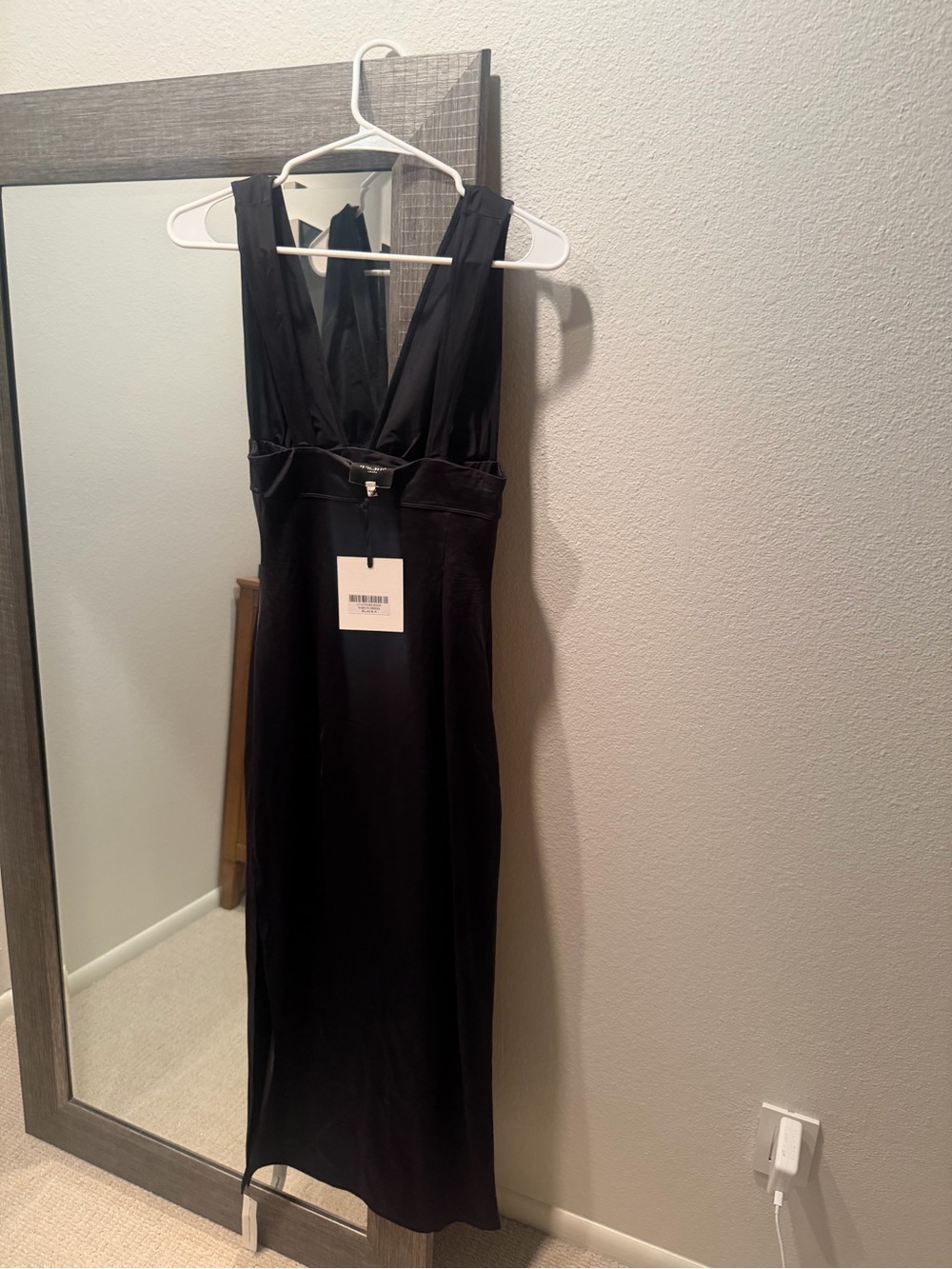 Reformation Black Sleeveless V-Neck Midi Dress